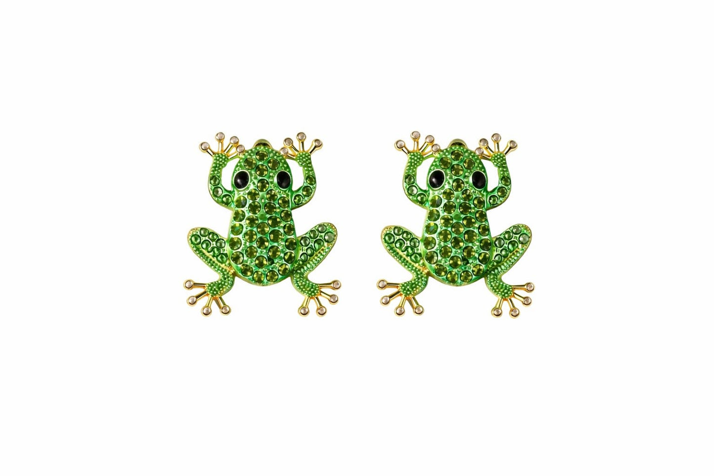 Green Crystal Frog Earrings