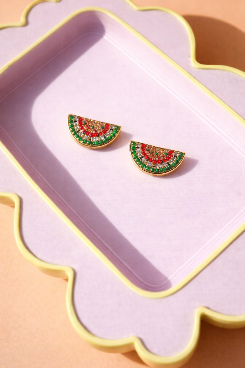 Watermelon Slice Crystal Stud Earrings
