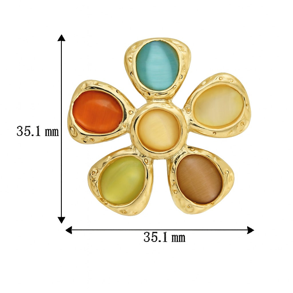 Petal Pop Statement Earrings – Multicolor Floral Gold Studs