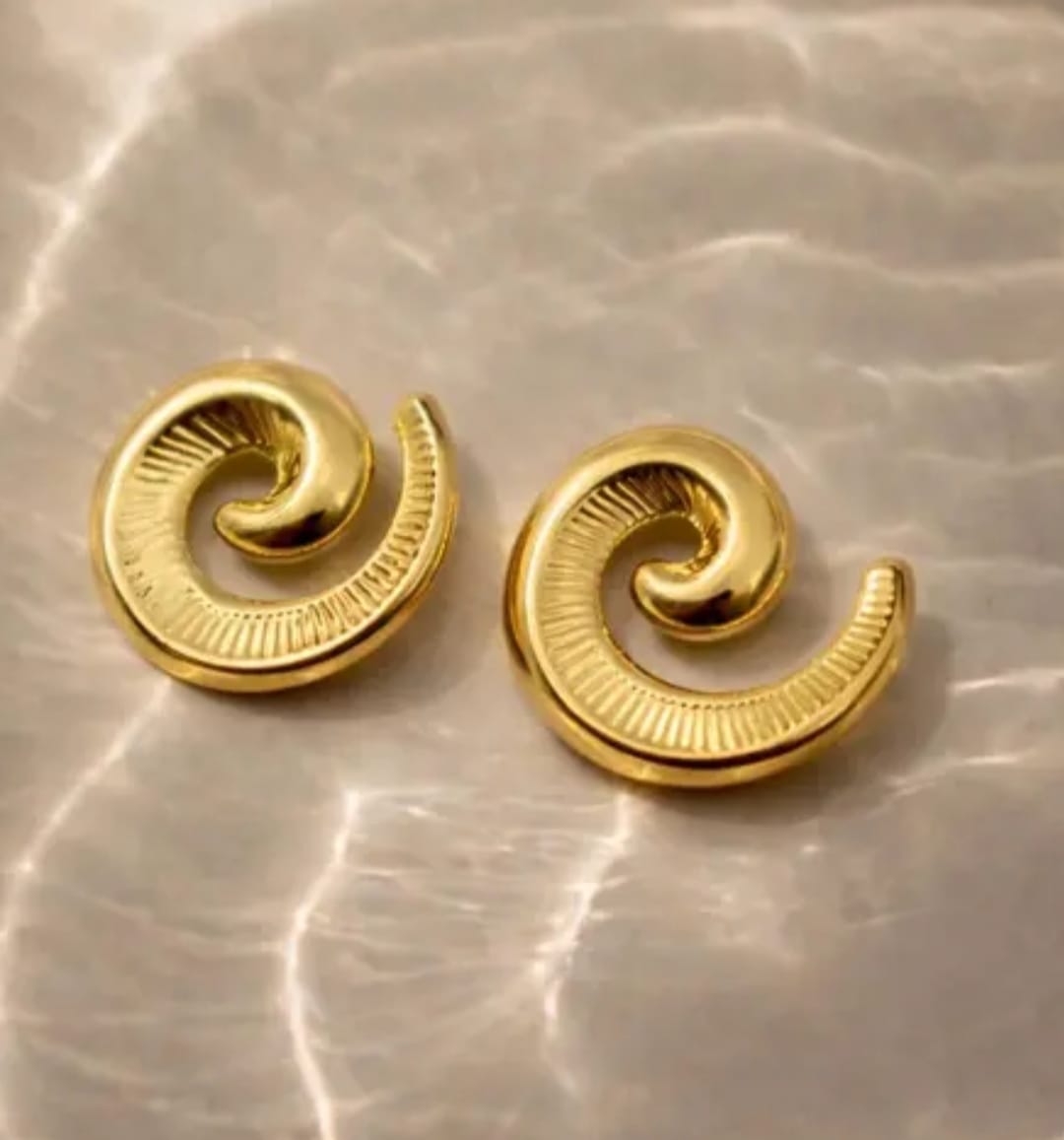 Golden Spiral Statement Stud Earrings