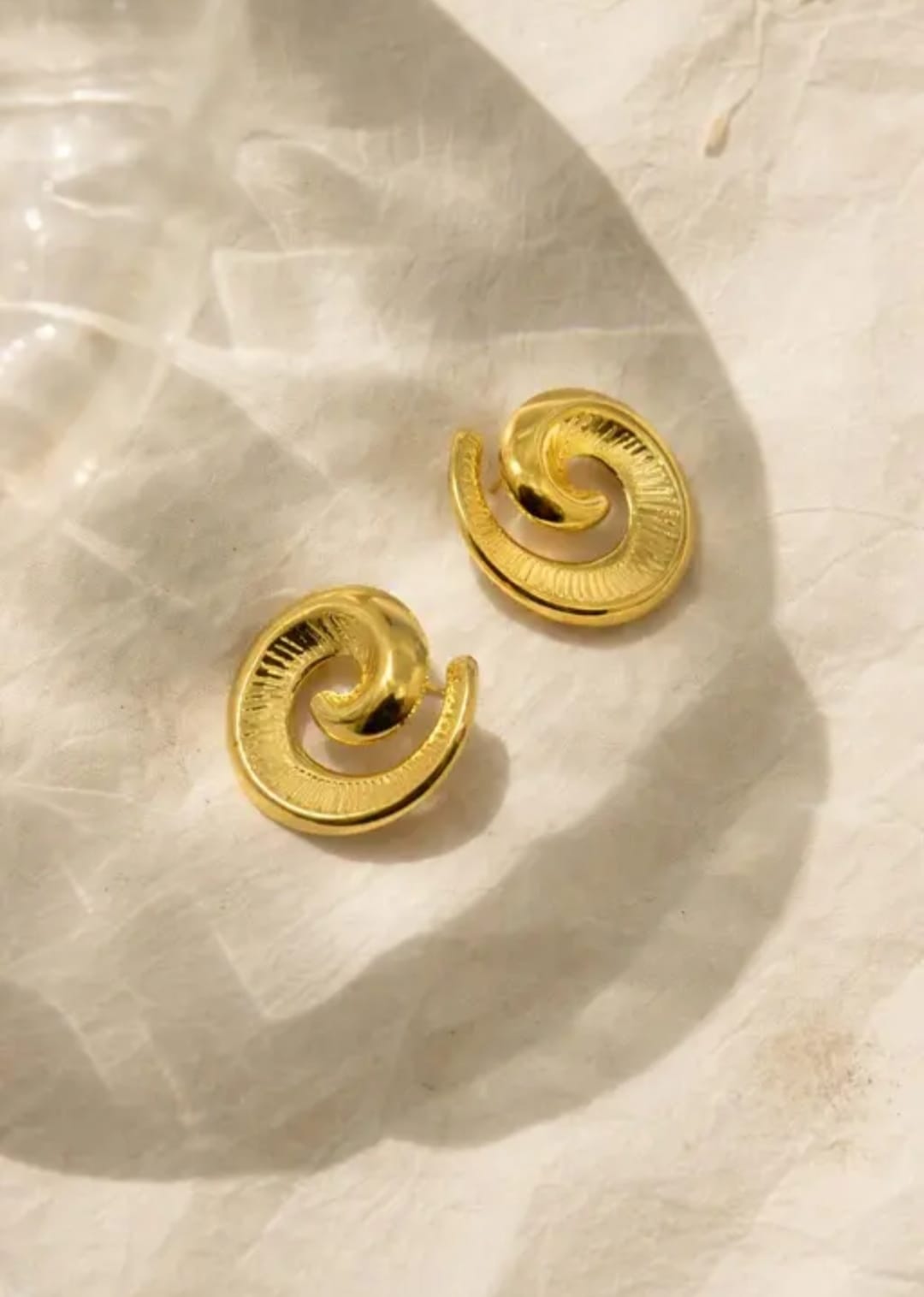Golden Spiral Statement Stud Earrings