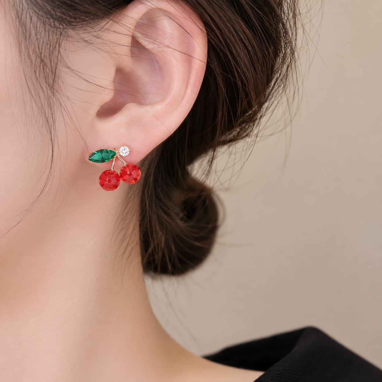 Cherry Bliss Gold-Plated Stud Earrings